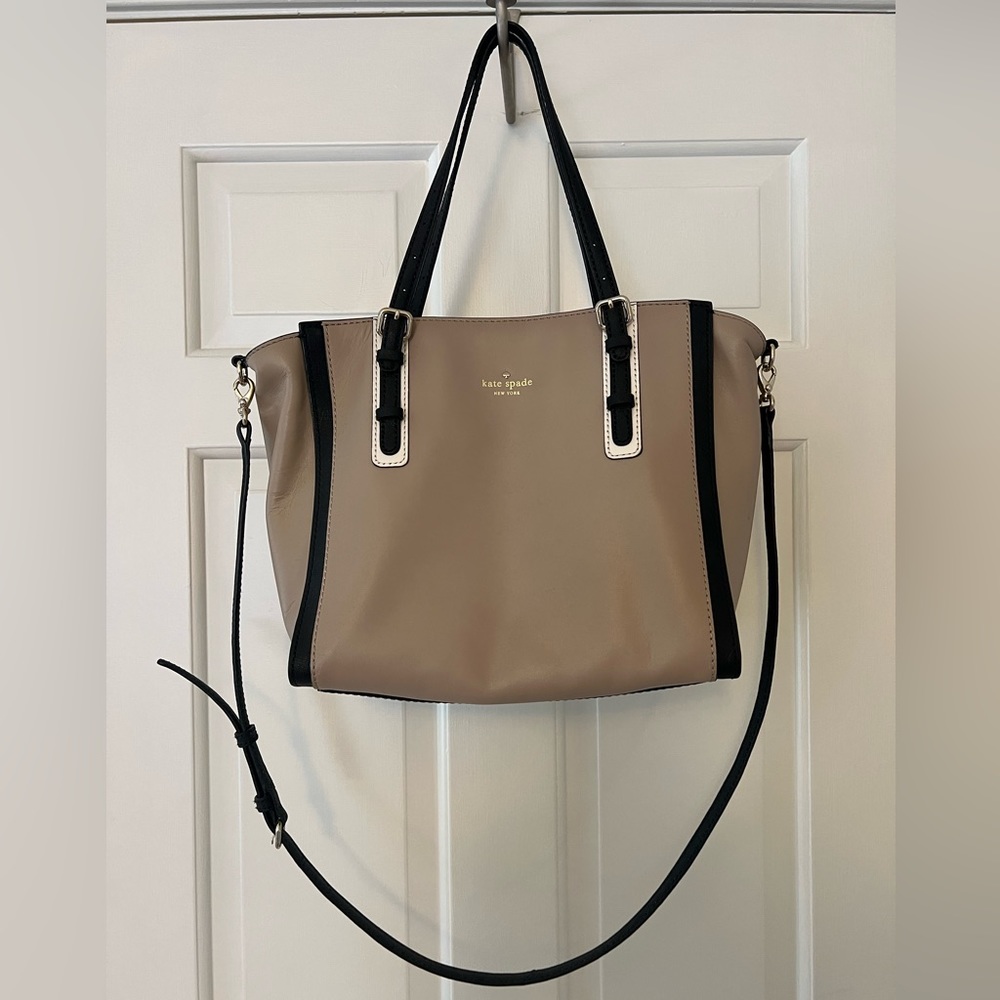 Tan and Black Kate Spade New York Handbag